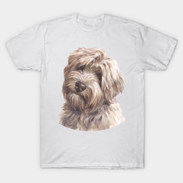 Gold Tibetan Terrier Watercolor Art T-Shirt by doglovershirts